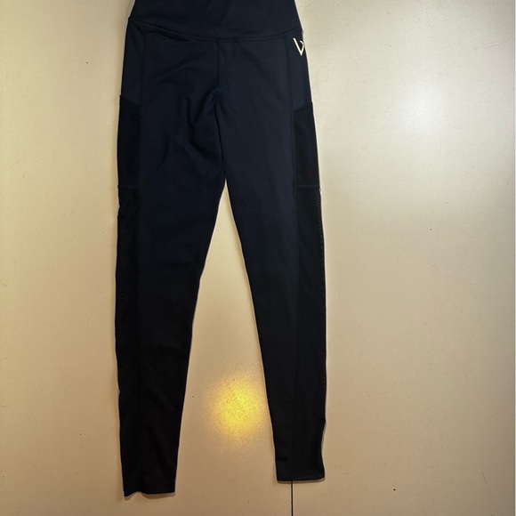 Vanquish Fitness Navy Blue Mesh Pocket Sides HiRise Activewear Leggings NWOT XS - Picture 8 of 15